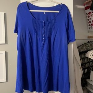 Blue Flowy Bottom Tee